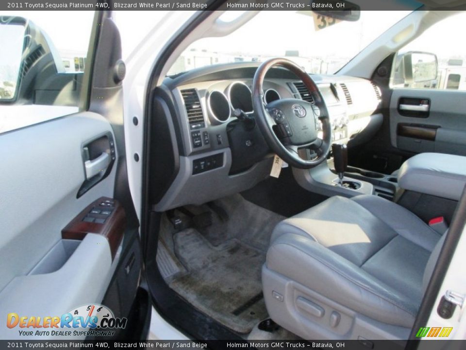 2011 Toyota Sequoia Platinum 4WD Blizzard White Pearl / Sand Beige Photo #5