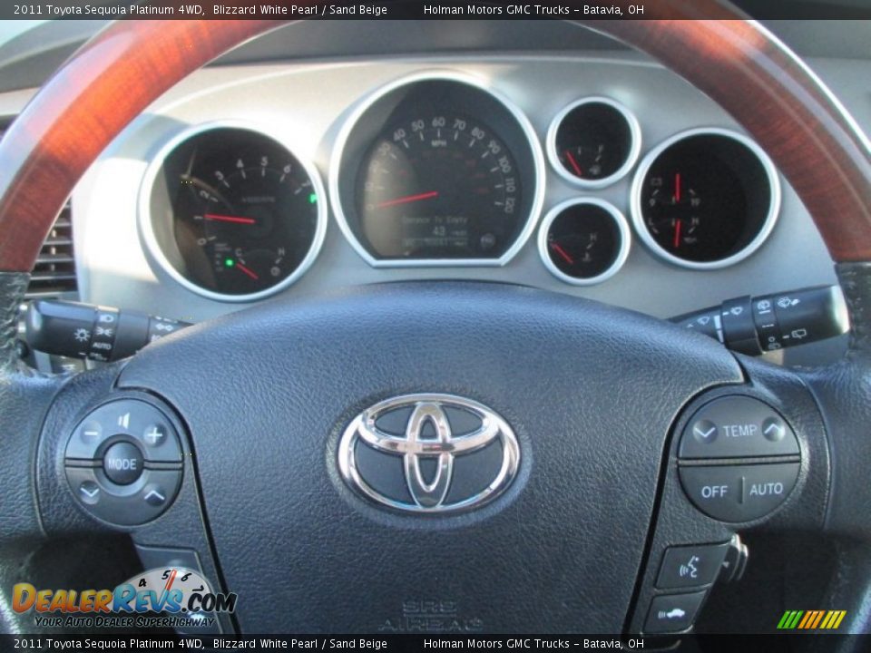 2011 Toyota Sequoia Platinum 4WD Blizzard White Pearl / Sand Beige Photo #15