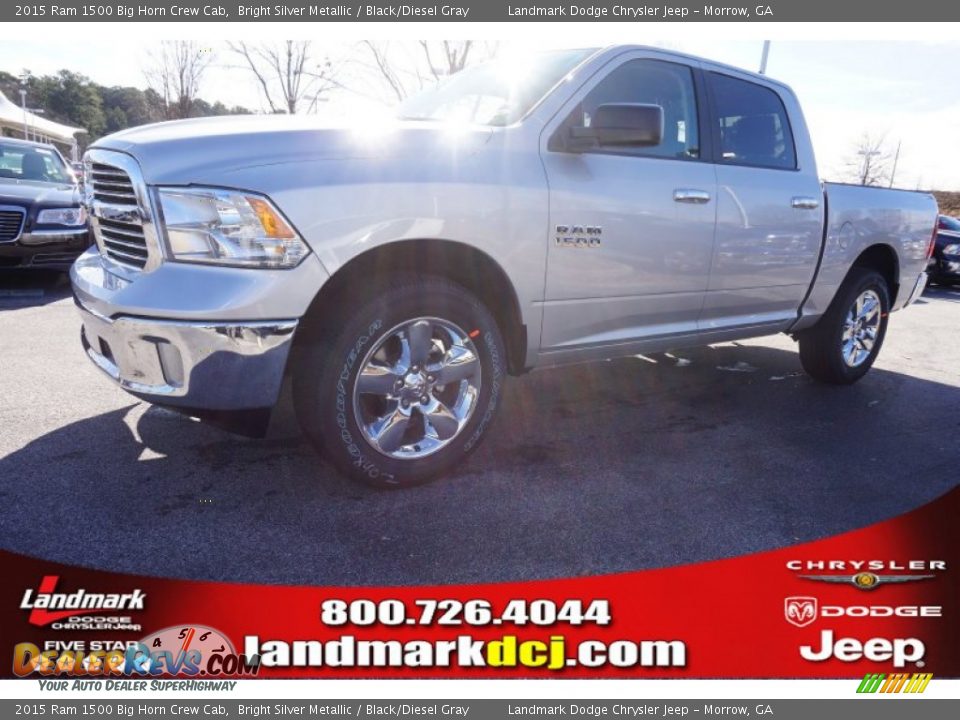 2015 Ram 1500 Big Horn Crew Cab Bright Silver Metallic / Black/Diesel Gray Photo #1
