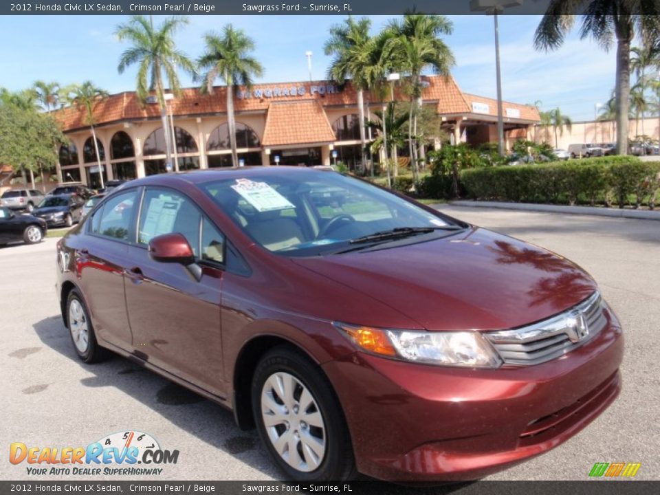 2012 Honda Civic LX Sedan Crimson Pearl / Beige Photo #1