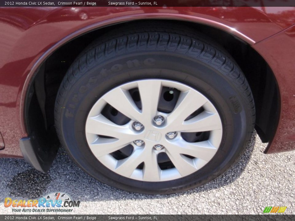 2012 Honda Civic LX Sedan Crimson Pearl / Beige Photo #3
