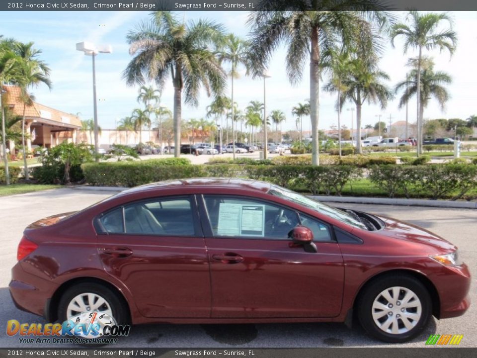 2012 Honda Civic LX Sedan Crimson Pearl / Beige Photo #5