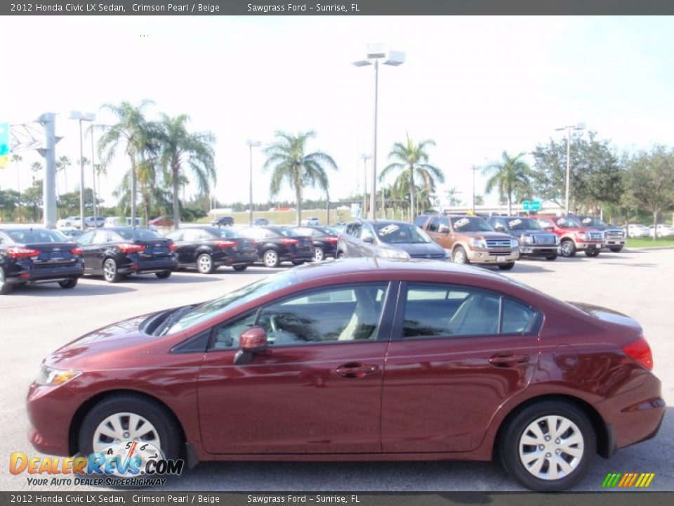 2012 Honda Civic LX Sedan Crimson Pearl / Beige Photo #12