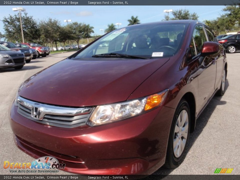 2012 Honda Civic LX Sedan Crimson Pearl / Beige Photo #14