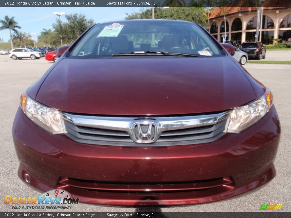 2012 Honda Civic LX Sedan Crimson Pearl / Beige Photo #15