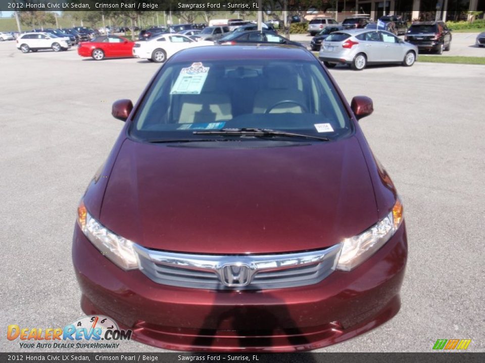 2012 Honda Civic LX Sedan Crimson Pearl / Beige Photo #16