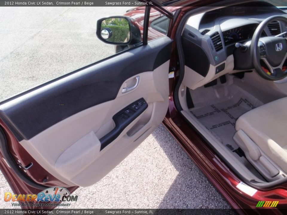 2012 Honda Civic LX Sedan Crimson Pearl / Beige Photo #17