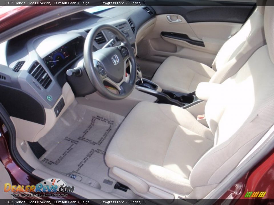 2012 Honda Civic LX Sedan Crimson Pearl / Beige Photo #18