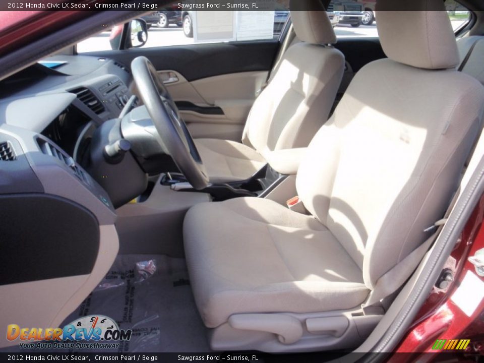 2012 Honda Civic LX Sedan Crimson Pearl / Beige Photo #19