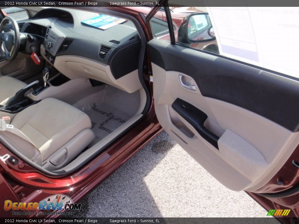 2012 Honda Civic LX Sedan Crimson Pearl / Beige Photo #20