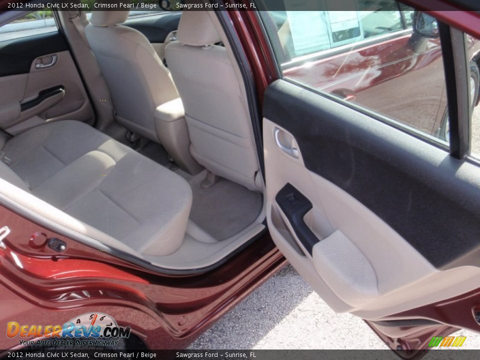 2012 Honda Civic LX Sedan Crimson Pearl / Beige Photo #22