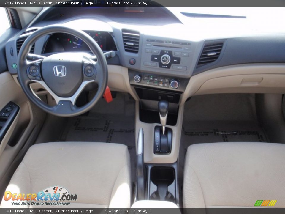 2012 Honda Civic LX Sedan Crimson Pearl / Beige Photo #24