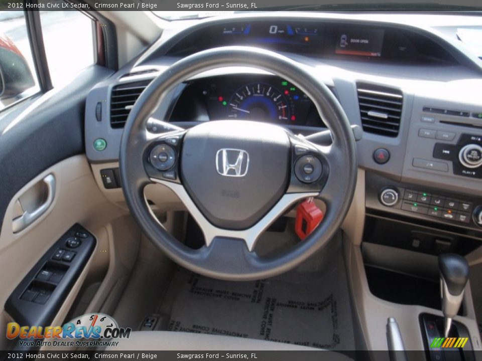 2012 Honda Civic LX Sedan Crimson Pearl / Beige Photo #25