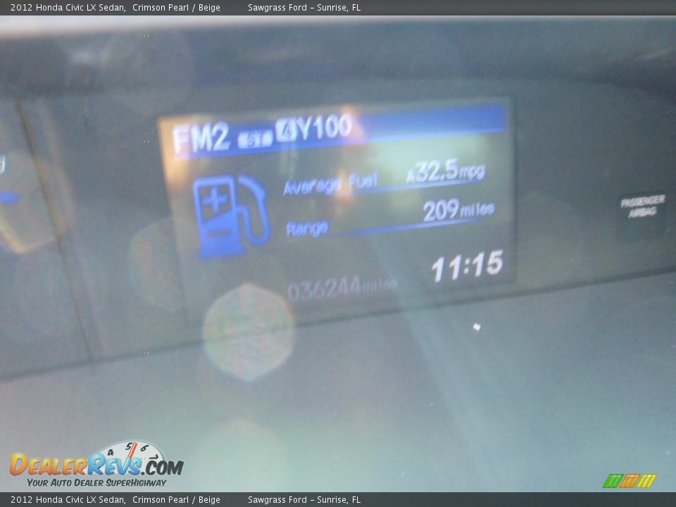 2012 Honda Civic LX Sedan Crimson Pearl / Beige Photo #31