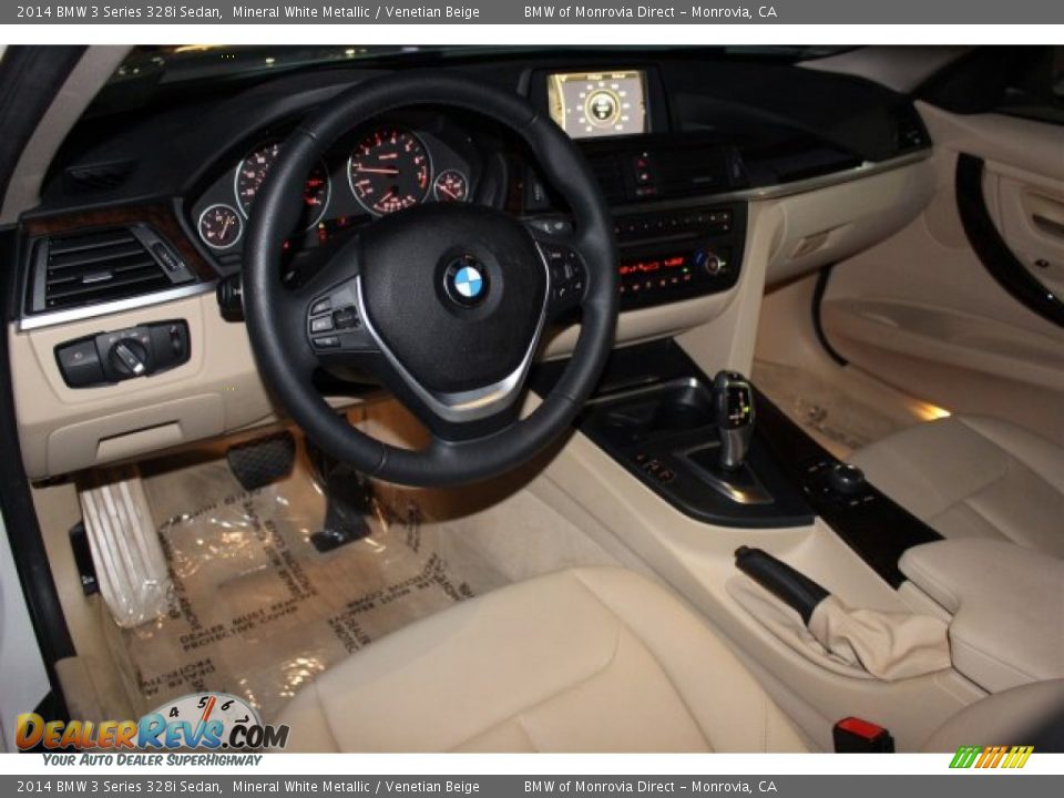 2014 BMW 3 Series 328i Sedan Mineral White Metallic / Venetian Beige Photo #9