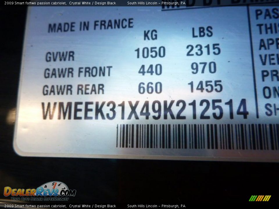 2009 Smart fortwo passion cabriolet Crystal White / Design Black Photo #17