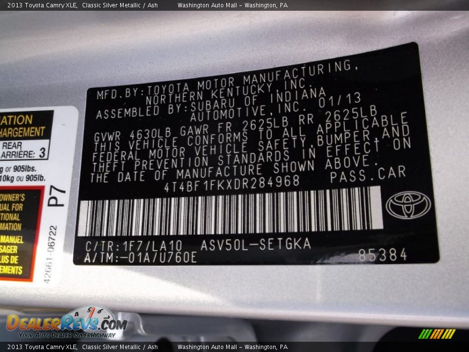 2013 Toyota Camry XLE Classic Silver Metallic / Ash Photo #19