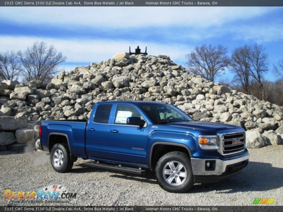 2015 GMC Sierra 1500 SLE Double Cab 4x4 Stone Blue Metallic / Jet Black Photo #1