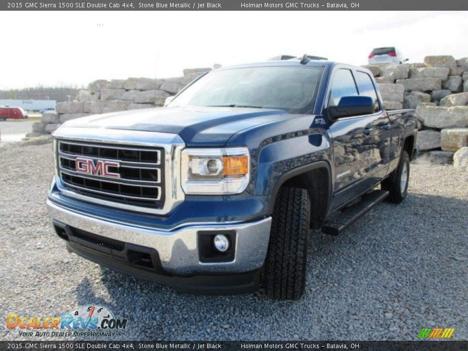 2015 GMC Sierra 1500 SLE Double Cab 4x4 Stone Blue Metallic / Jet Black Photo #2