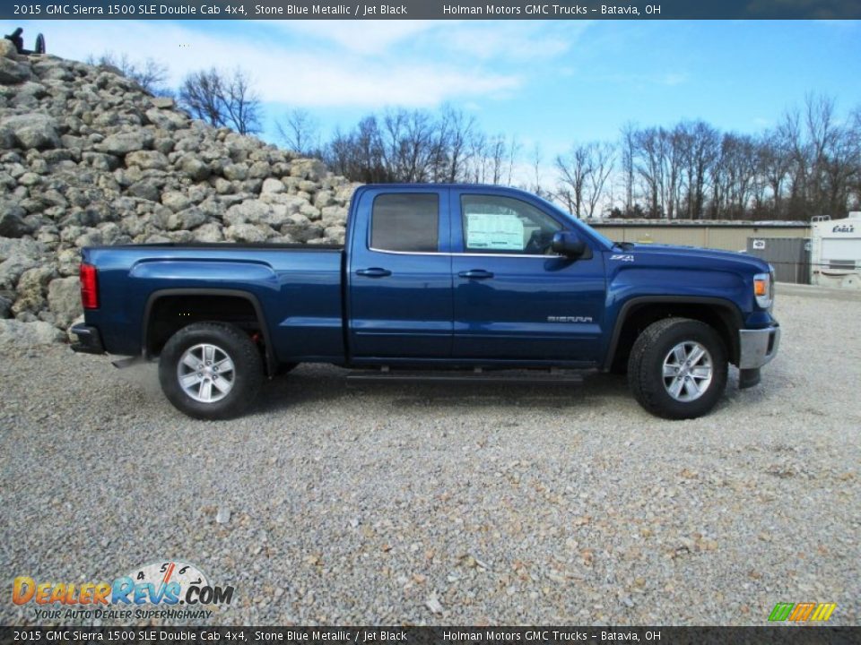 2015 GMC Sierra 1500 SLE Double Cab 4x4 Stone Blue Metallic / Jet Black Photo #35