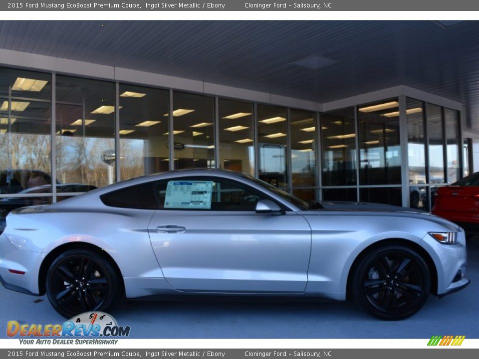 2015 Ford Mustang EcoBoost Premium Coupe Ingot Silver Metallic / Ebony Photo #2