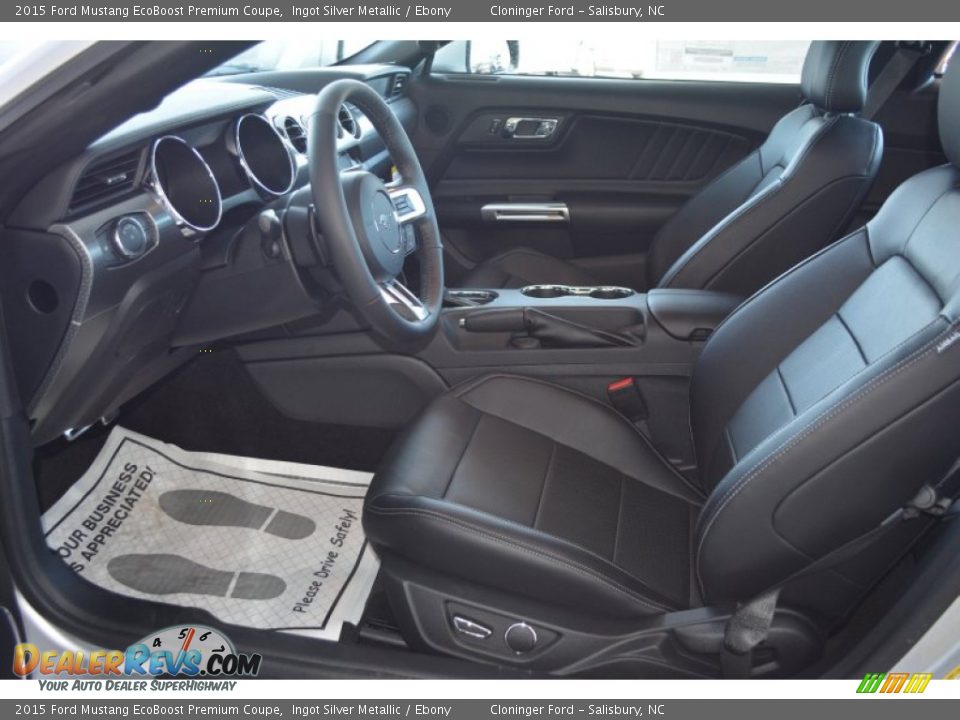 2015 Ford Mustang EcoBoost Premium Coupe Ingot Silver Metallic / Ebony Photo #5