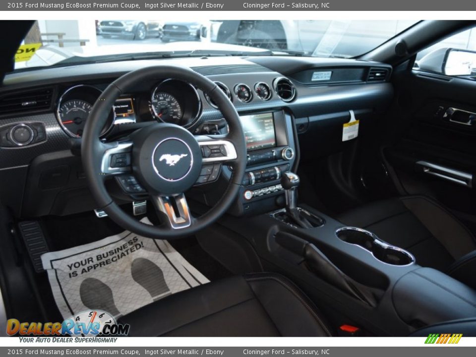2015 Ford Mustang EcoBoost Premium Coupe Ingot Silver Metallic / Ebony Photo #6