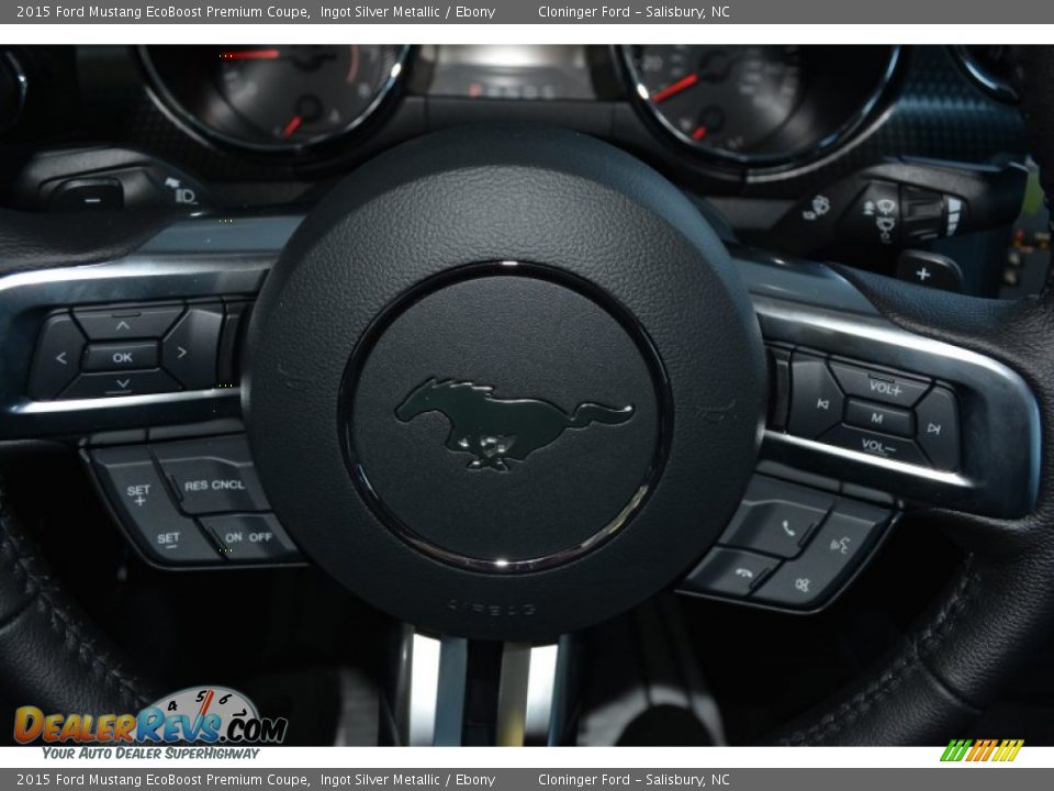 2015 Ford Mustang EcoBoost Premium Coupe Ingot Silver Metallic / Ebony Photo #18