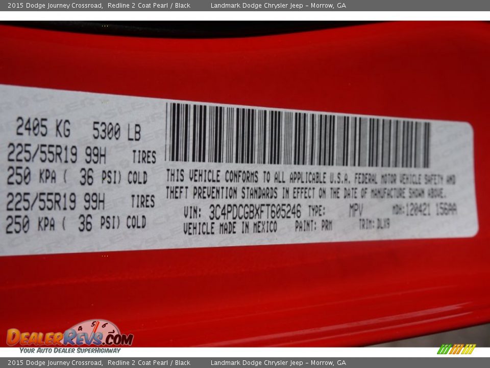 2015 Dodge Journey Crossroad Redline 2 Coat Pearl / Black Photo #9