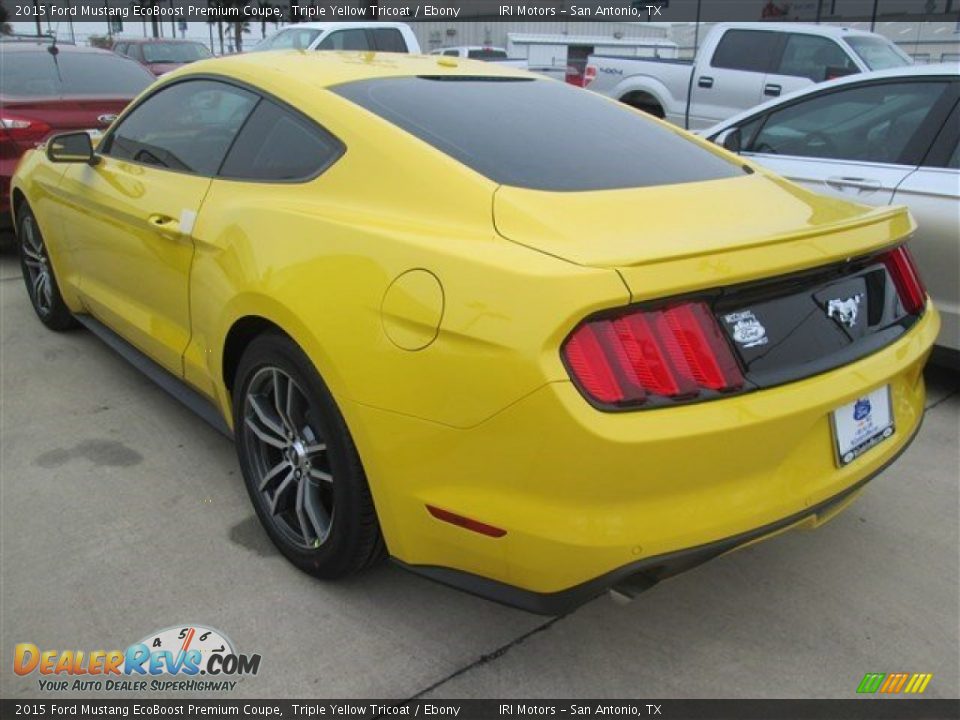 2015 Ford Mustang EcoBoost Premium Coupe Triple Yellow Tricoat / Ebony Photo #5