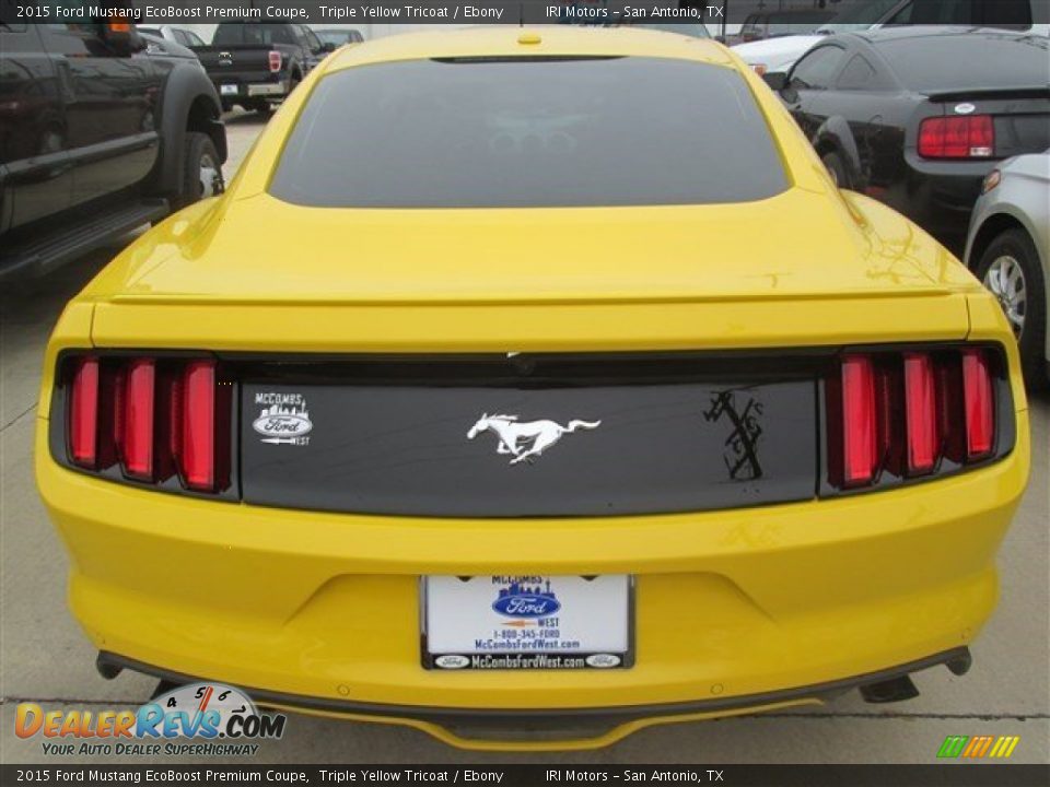 2015 Ford Mustang EcoBoost Premium Coupe Triple Yellow Tricoat / Ebony Photo #6