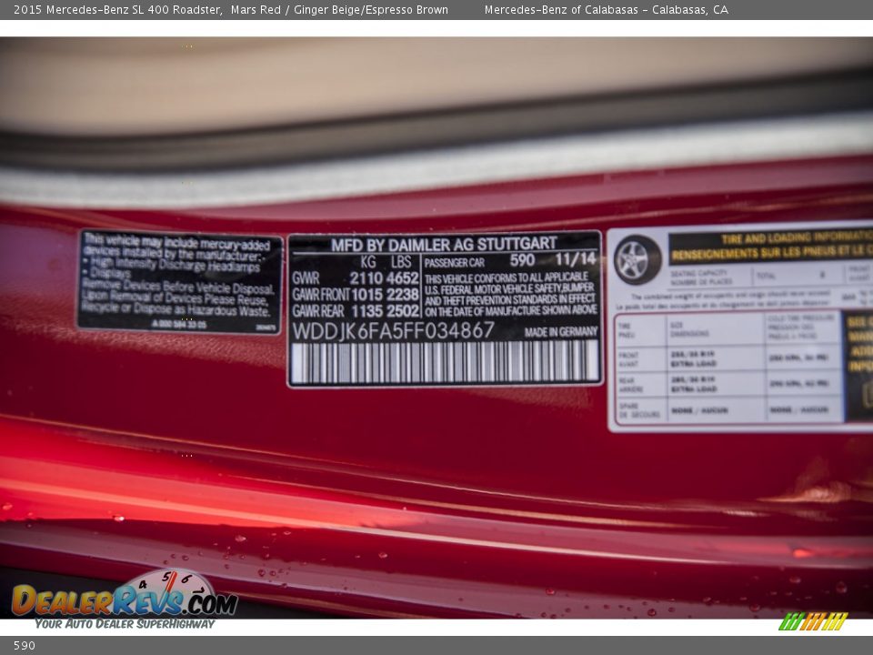 Mercedes-Benz Color Code 590 Mars Red