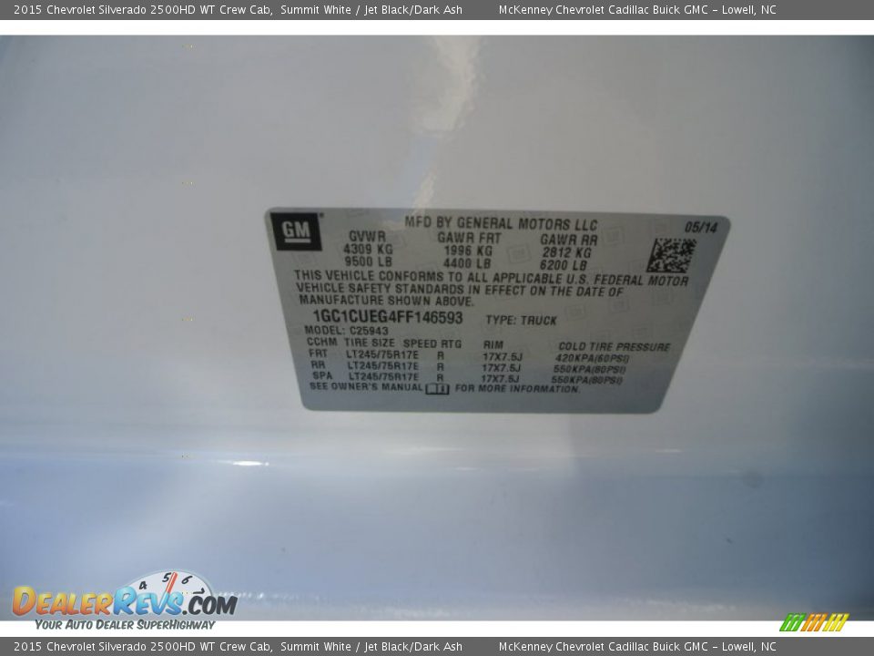 2015 Chevrolet Silverado 2500HD WT Crew Cab Summit White / Jet Black/Dark Ash Photo #7