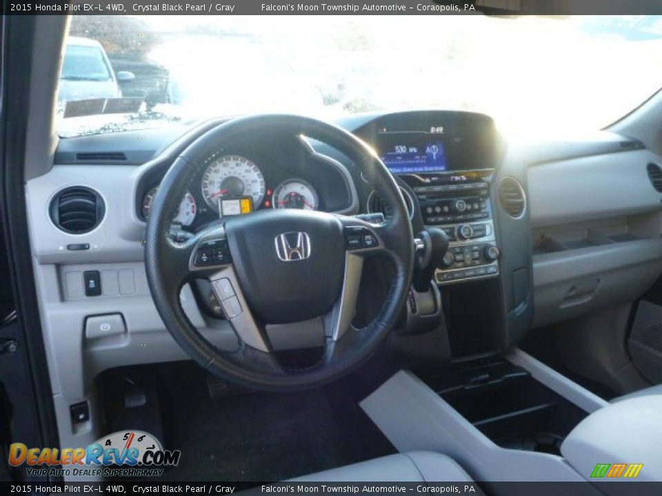 2015 Honda Pilot EX-L 4WD Crystal Black Pearl / Gray Photo #17