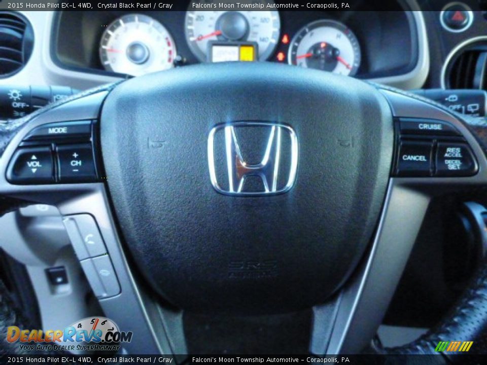 2015 Honda Pilot EX-L 4WD Crystal Black Pearl / Gray Photo #22