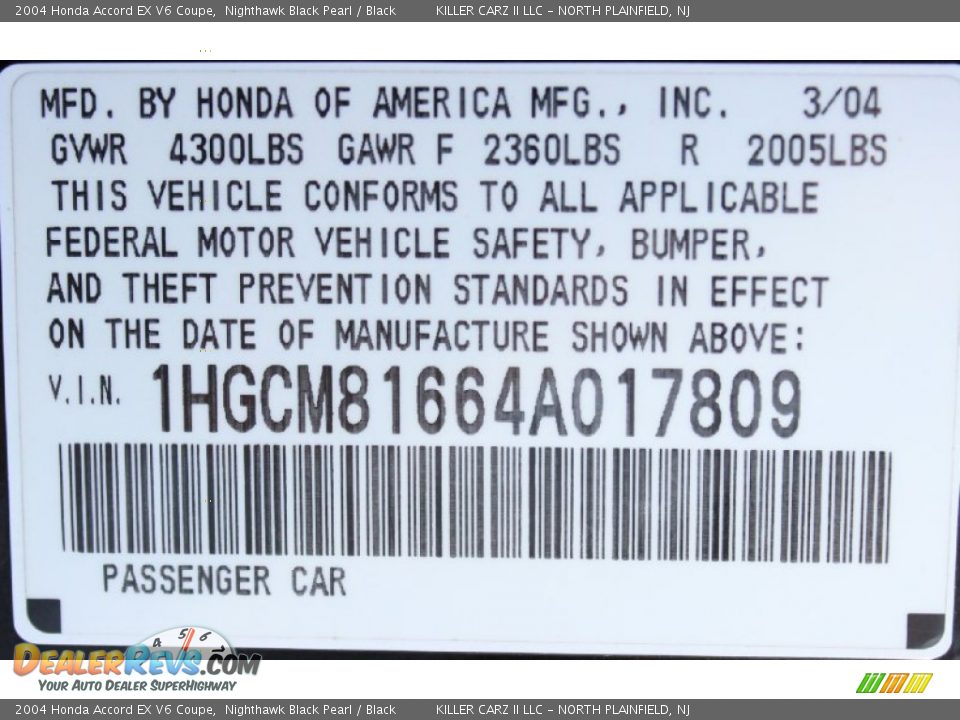 2004 Honda Accord EX V6 Coupe Nighthawk Black Pearl / Black Photo #31