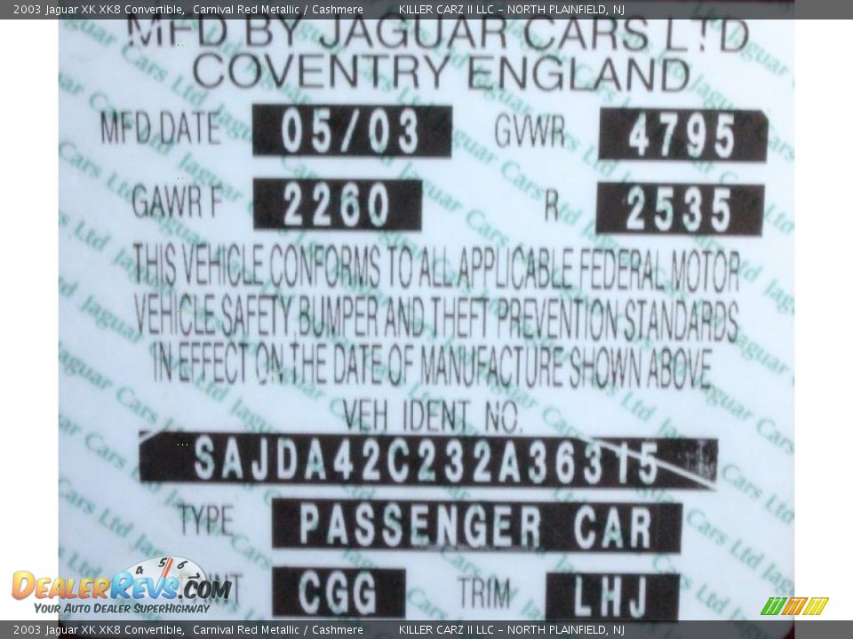 2003 Jaguar XK XK8 Convertible Carnival Red Metallic / Cashmere Photo #36