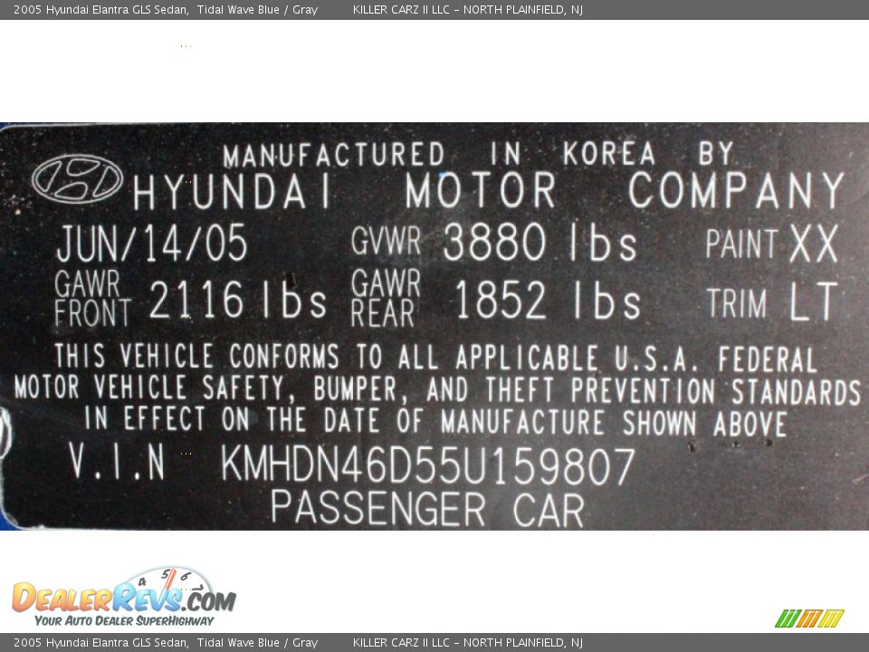 2005 Hyundai Elantra GLS Sedan Tidal Wave Blue / Gray Photo #33