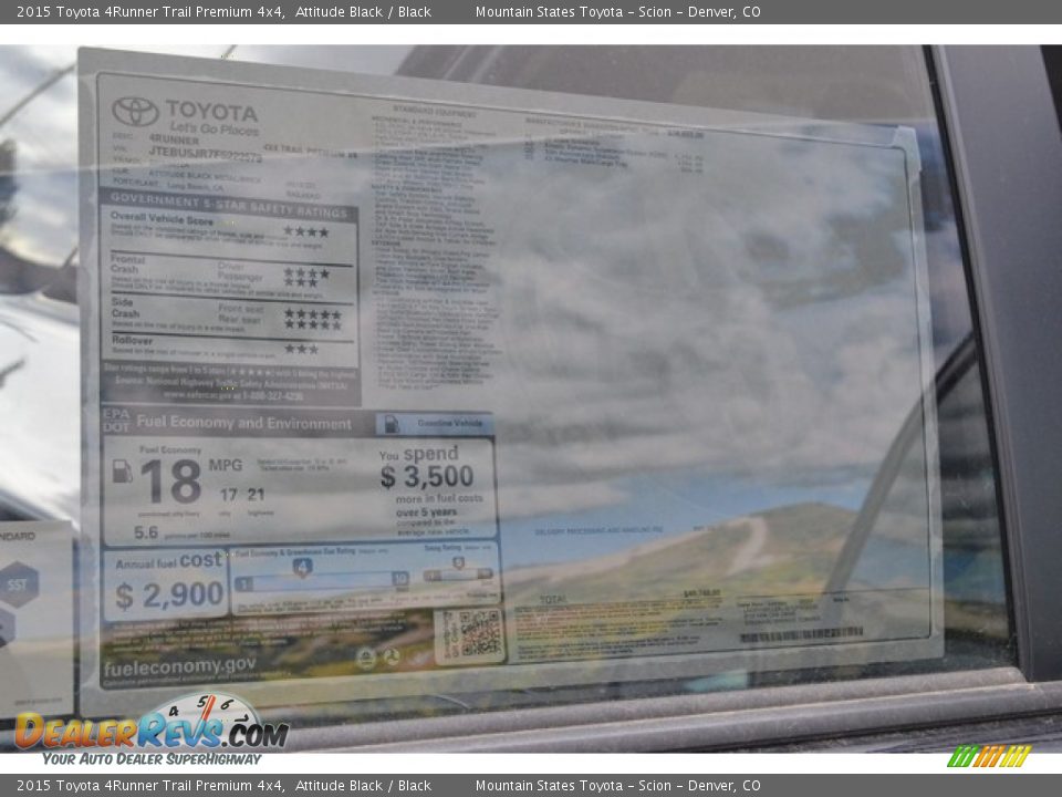 2015 Toyota 4Runner Trail Premium 4x4 Attitude Black / Black Photo #10