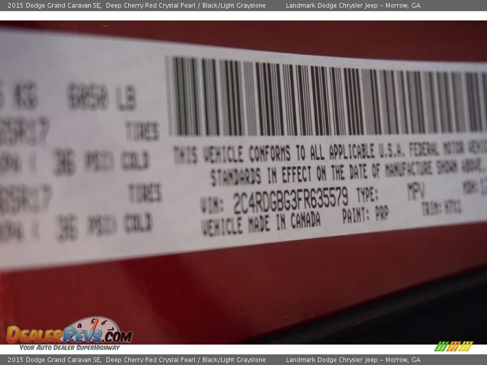 2015 Dodge Grand Caravan SE Deep Cherry Red Crystal Pearl / Black/Light Graystone Photo #9