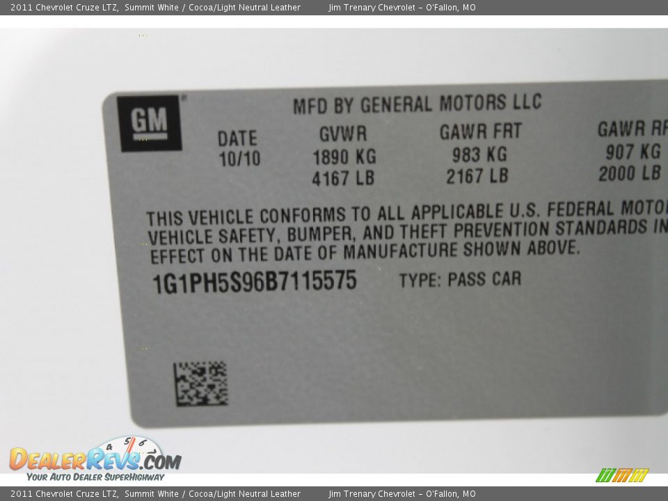 2011 Chevrolet Cruze LTZ Summit White / Cocoa/Light Neutral Leather Photo #17