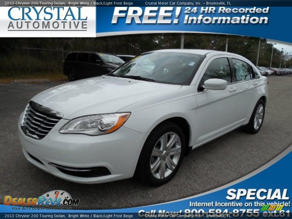 2013 Chrysler 200 Touring Sedan Bright White / Black/Light Frost Beige Photo #1