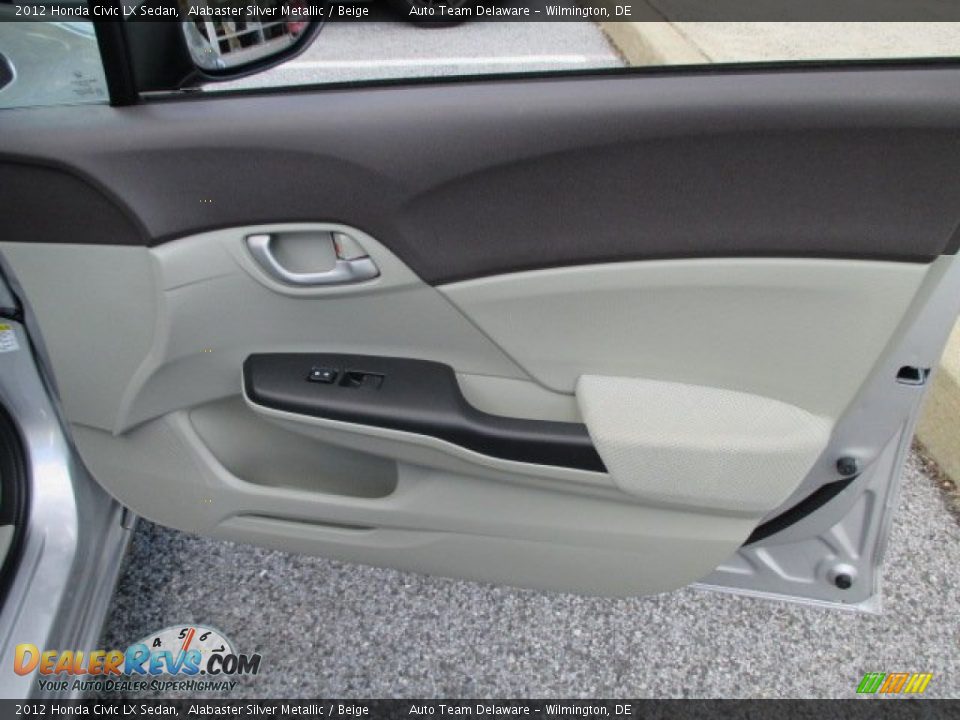 2012 Honda Civic LX Sedan Alabaster Silver Metallic / Beige Photo #28