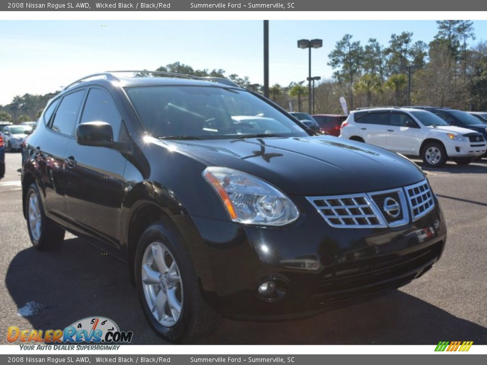 2008 Nissan Rogue SL AWD Wicked Black / Black/Red Photo #1