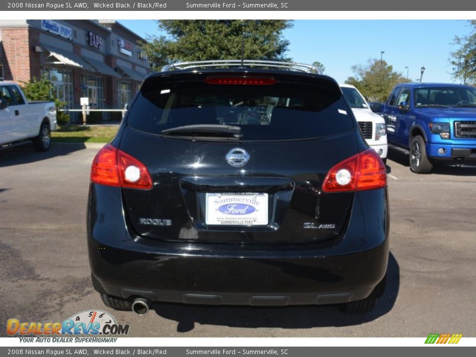 2008 Nissan Rogue SL AWD Wicked Black / Black/Red Photo #4