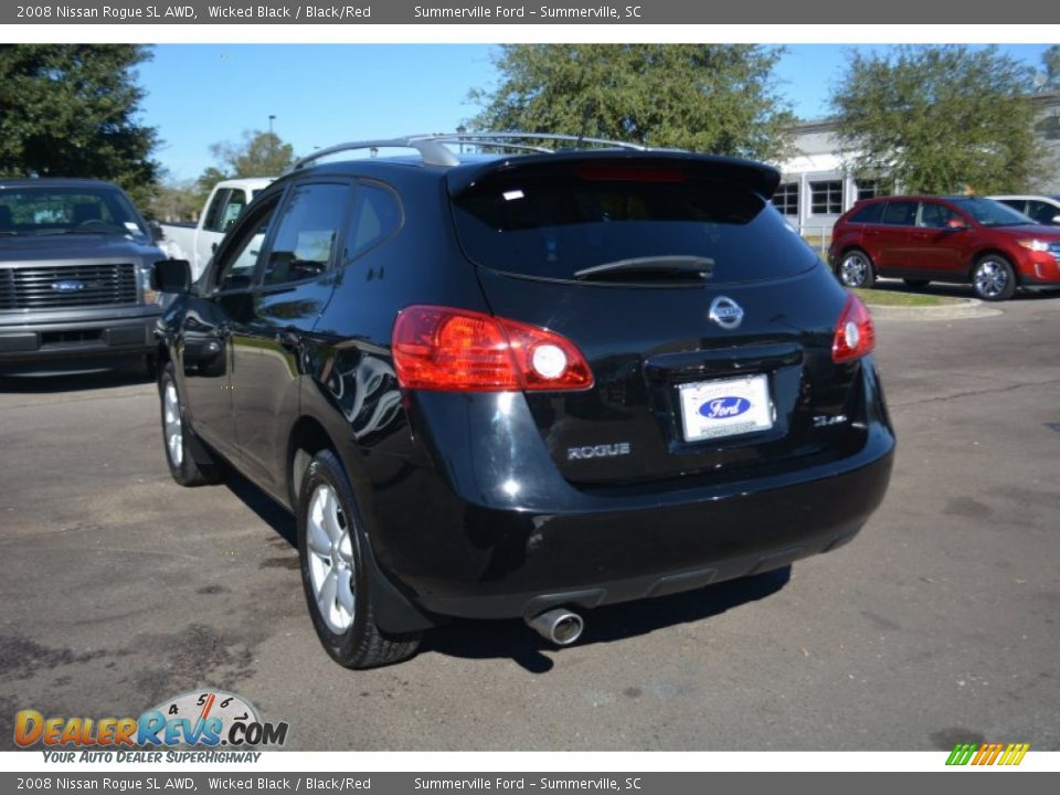 2008 Nissan Rogue SL AWD Wicked Black / Black/Red Photo #5