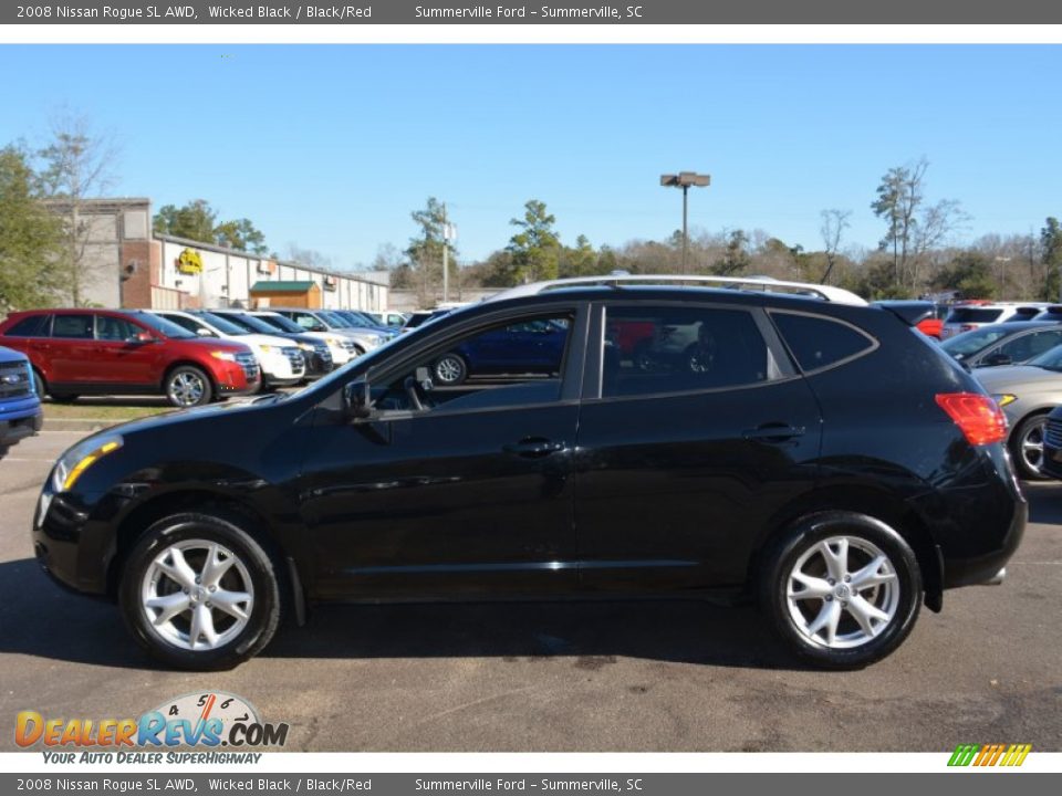2008 Nissan Rogue SL AWD Wicked Black / Black/Red Photo #6
