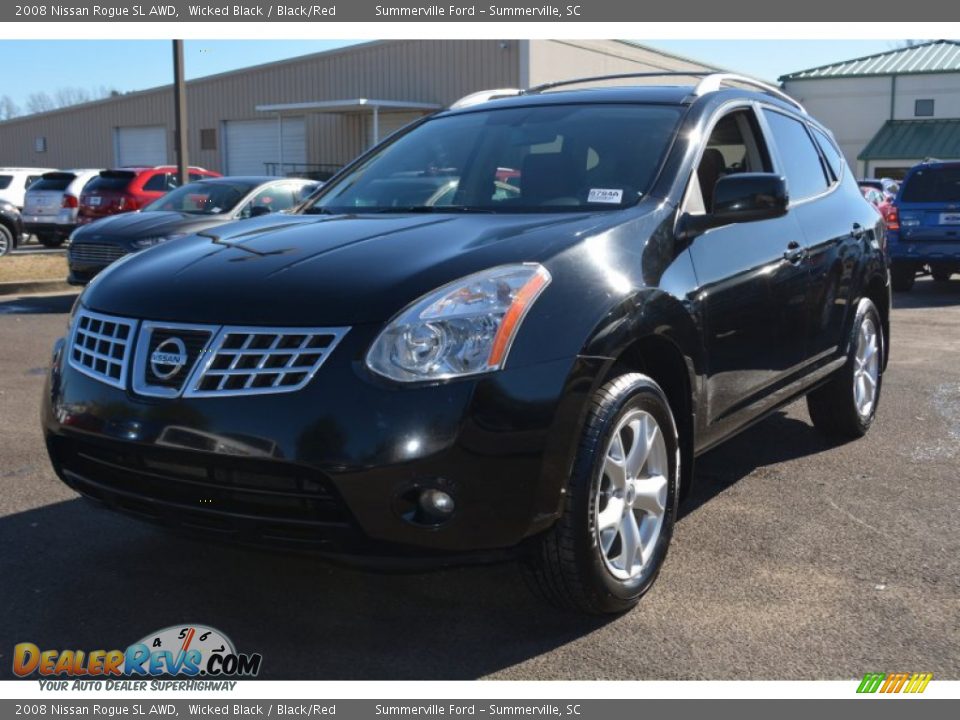 2008 Nissan Rogue SL AWD Wicked Black / Black/Red Photo #7