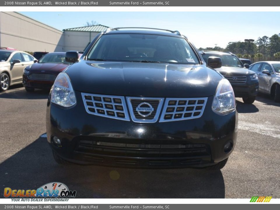 2008 Nissan Rogue SL AWD Wicked Black / Black/Red Photo #8