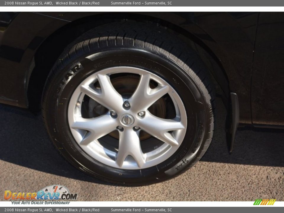 2008 Nissan Rogue SL AWD Wicked Black / Black/Red Photo #9
